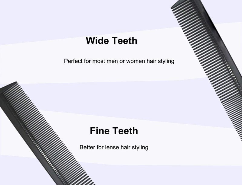3 Pack Carbon Fiber Cutting Comb - Professional 8.15' Styling Comb for All Hair Types, Fine and Wide Tooth