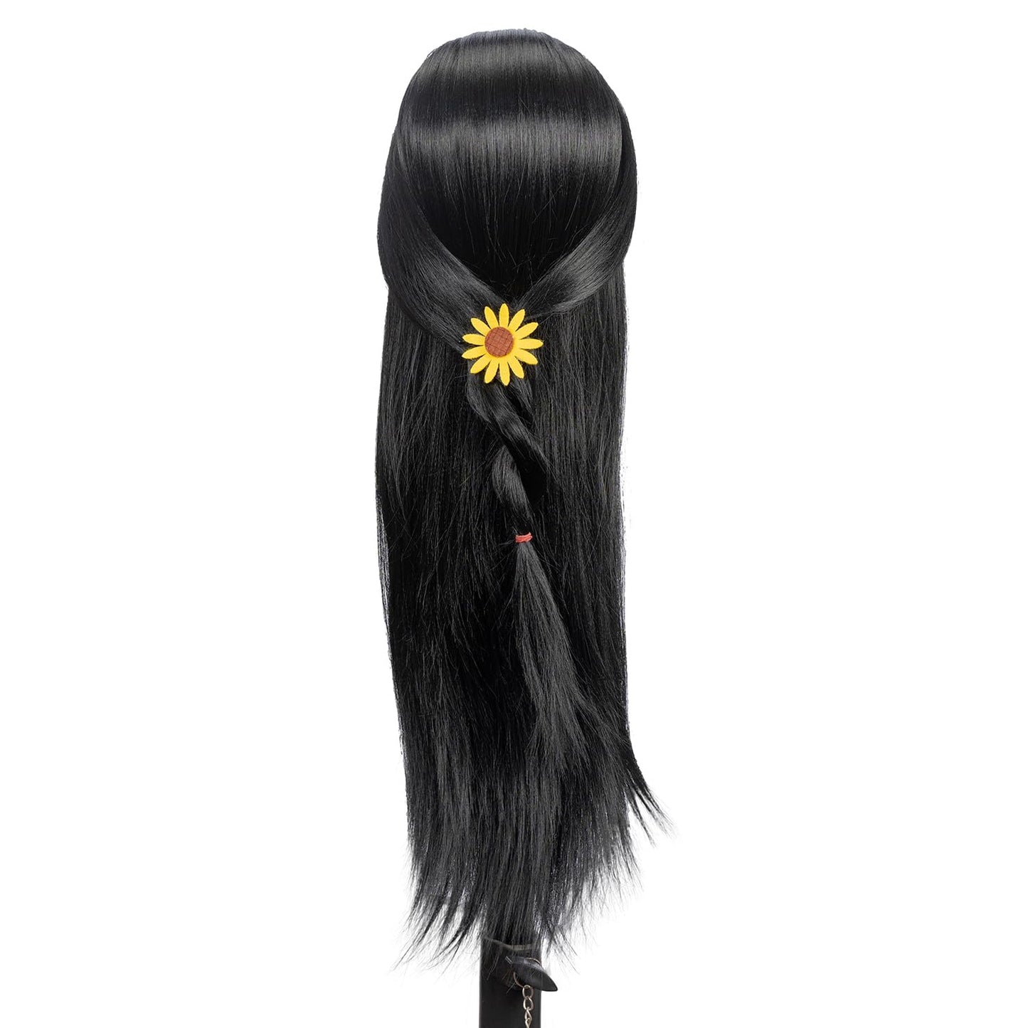 Training Head 26"-28'' Mannequin Head Hair Styling Manikin Cosmetology Doll Head Synthetic Fiber Hair Hairdressing Training Model Free Clamp Exquisite Gifts (black)