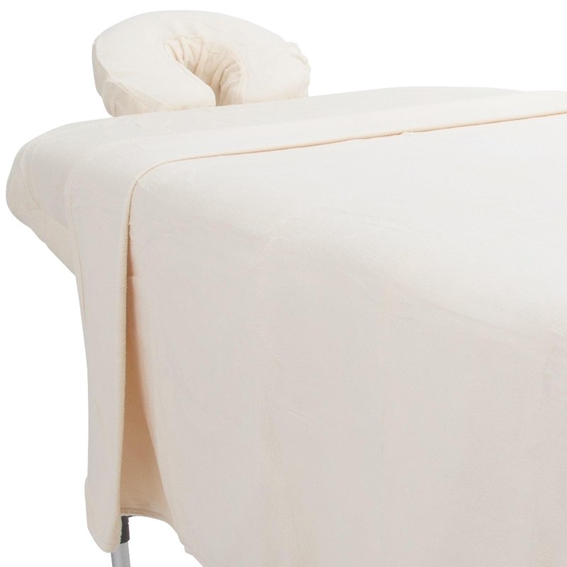 ForPro Luxury TerrySoft 3-Piece Massage Sheet Set, Natural, Ultra-Soft, Stain and Wrinkle-Resistant, Includes Flat and Fitted Sheets and Face Rest Cover