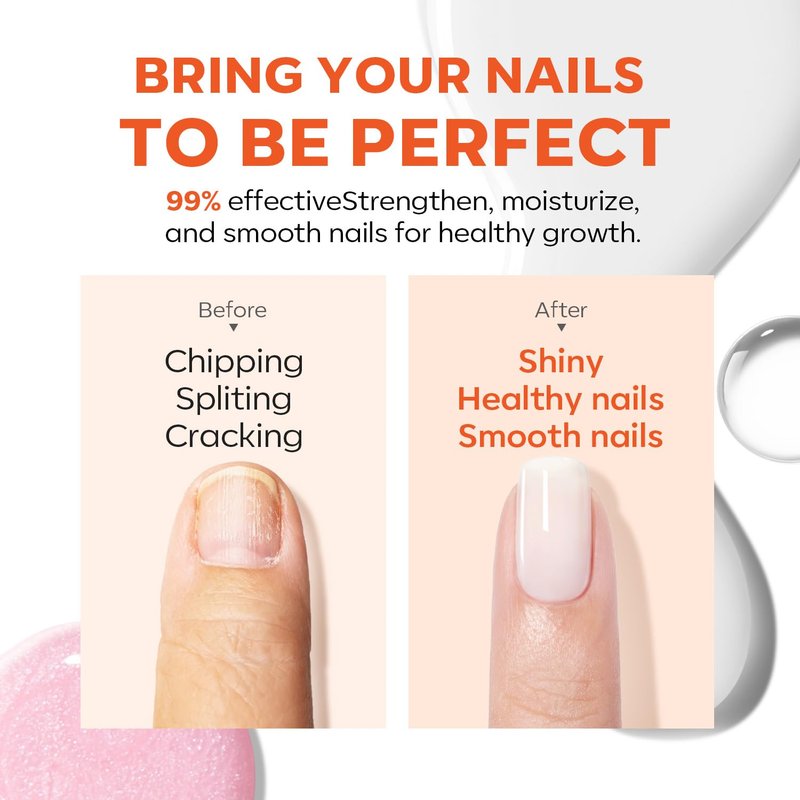 Modelones Nail Strengthener - Milky White Nail Polish for Damaged Nails | 15ml Ridge Filler & Hardener