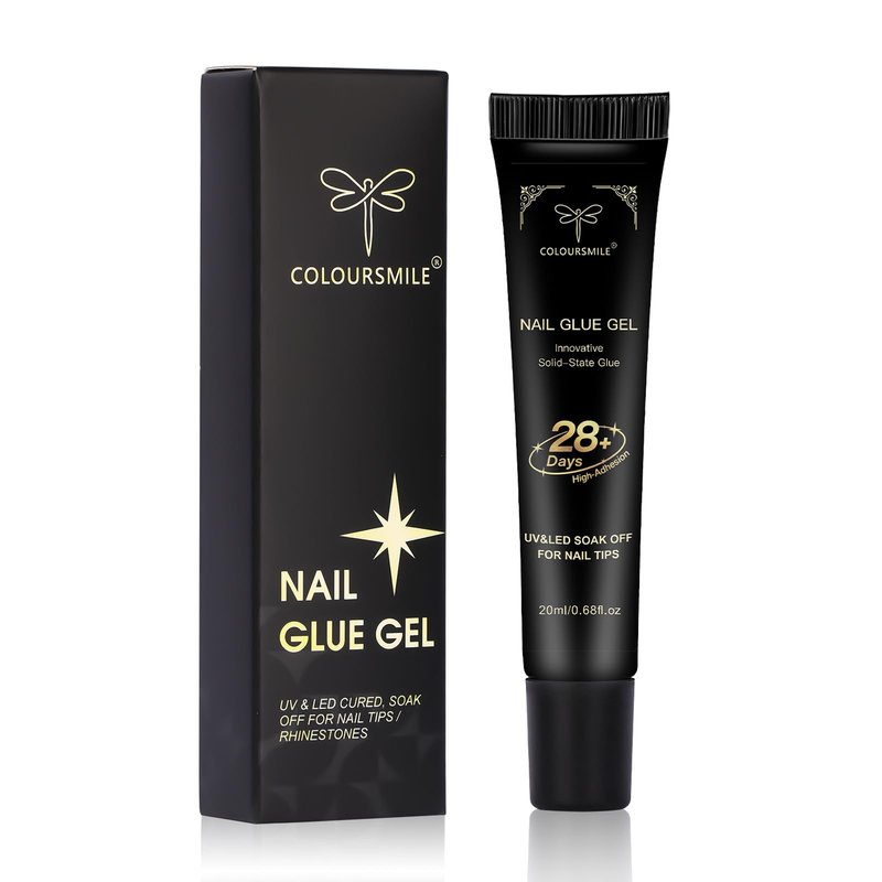 COLOURSMILE Solid Gel Nail Glue 20ml - Lamp Curing Needed Soak Off Strong Hold, Perfect for Acrylic Fake Nails, Press On Nails & Gelly Tips Extension