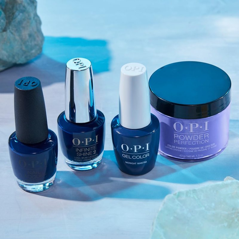 OPI Nail Lacquer Midnight Mantra | Opaque Dark Blue Crème Chip Resistant Nail Polish | Fast Drying, Streak Free