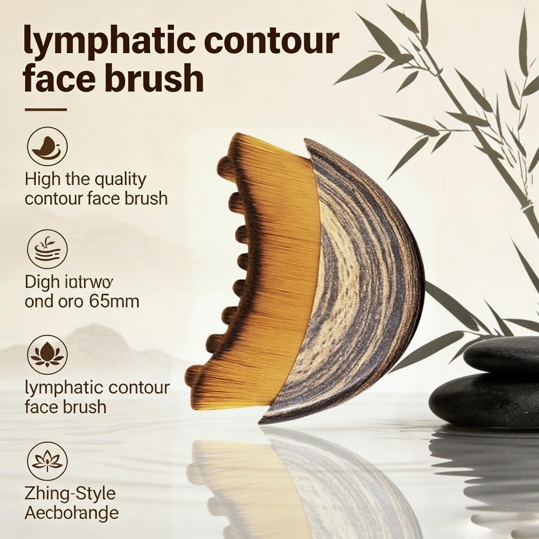 Wutre 2 Pcs Lymphatic Drainage Face Brush for Facial Contouring & Sculpting - Natural Soft Bristle Face Dry Brush for Anti-Puffiness & Detox - Jawline, Chin & Neck Massager for Skin Radiance & Lifting