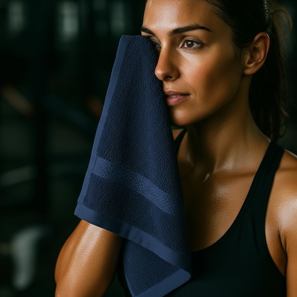 Premium Wash Cloths Set, 13 x13 Inches, 100% Cotton Ring Spun, Highly Absorbent and fast dry, Soft Feel Essential Washcloths for Bathroom, Spa, Gym, and Face, fingertip towel (Pack of 4) Navy