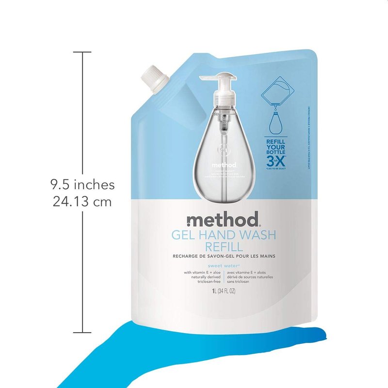 Method Gel Hand Soap Refill - Sweet Water Scent | 34 Fl Oz (Pack of 3)