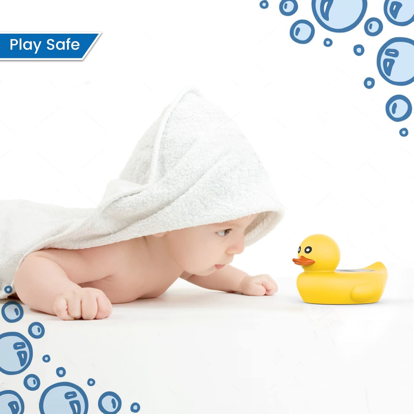 Baby Bath Thermometer Famidoc FDTH-V0-22 Water Temperature Test Floating on Water and Room Digital Bath tub Thermometers Duck Bath Thermometer Baby Safety New Upgraded