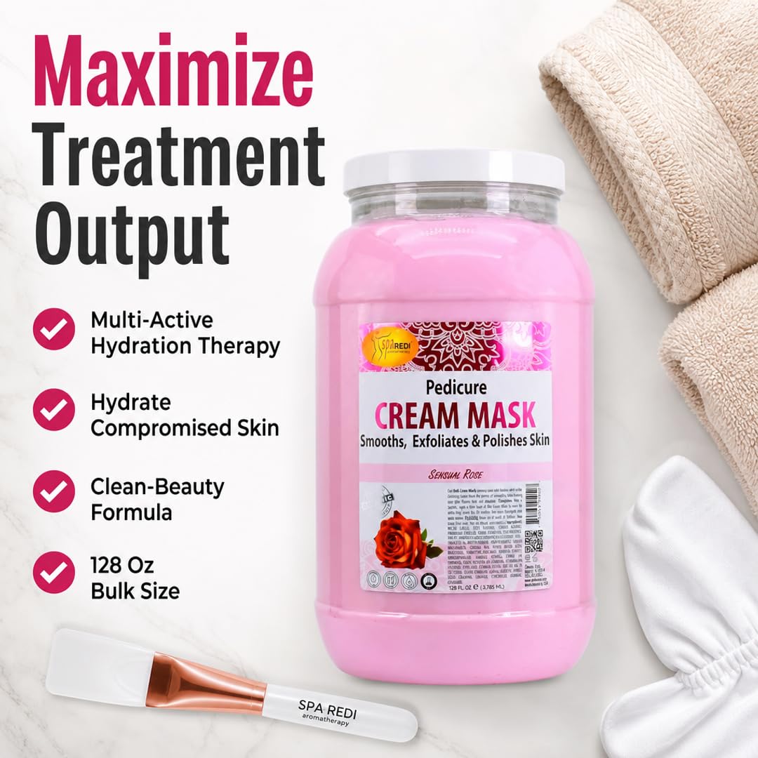 SPA REDI Professional Cream Mask – Spa-Grade Skin Hydration, Nourishment & Relaxation | Pro-Performance. Pure Peace of Mind. | Superior Client Satisfaction & GHS Safety 128 Oz