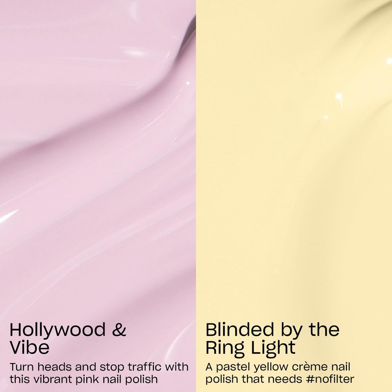 OPI Nail Lacquer Hollywood & Vibe & Blinded by the Ring Light 2PC Duo Pack | Opaque Soft Pink and Opaque Soft Yellow Crème Chip Resistant Nail Polish