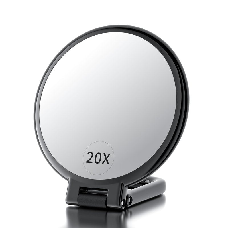 Beautifive 20X/1X Magnifying Hand Mirror with Stand, 5.4" Travel Mirror, Double Sided with Handle