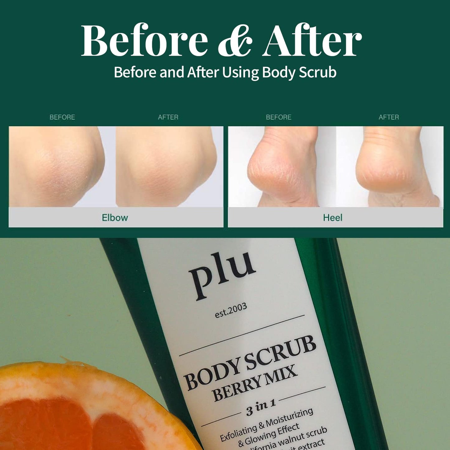 PLU Original Korean Walnut Body Scrub Polish - White Musk - Exfoliating & Hydrating Glow for Smooth, Radiant Skin Texture - Soft Musk Scent, 7.05 oz.