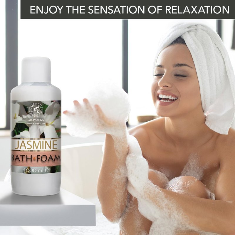 Bath Foam Jasmine 1000 ml (34 Fl Oz) – Bubble Bath with Floral Scent – for Daily Bathing