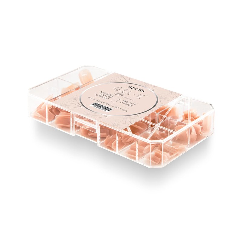 Apres Neutrals Gel-X Lila Box Of Nail Tips, 11 Sizes 00-9, Soft Gel Nail Tip Box, Nail Extensions (150pcs) (Natural Square Extra Short, 150pcs)