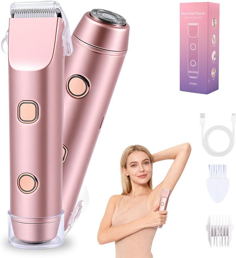Carehabi Bikini Trimmer - 2-in-1 Electric Razor for Women | IPX7 Waterproof, Painless Ceramic Blade, Rose Gold