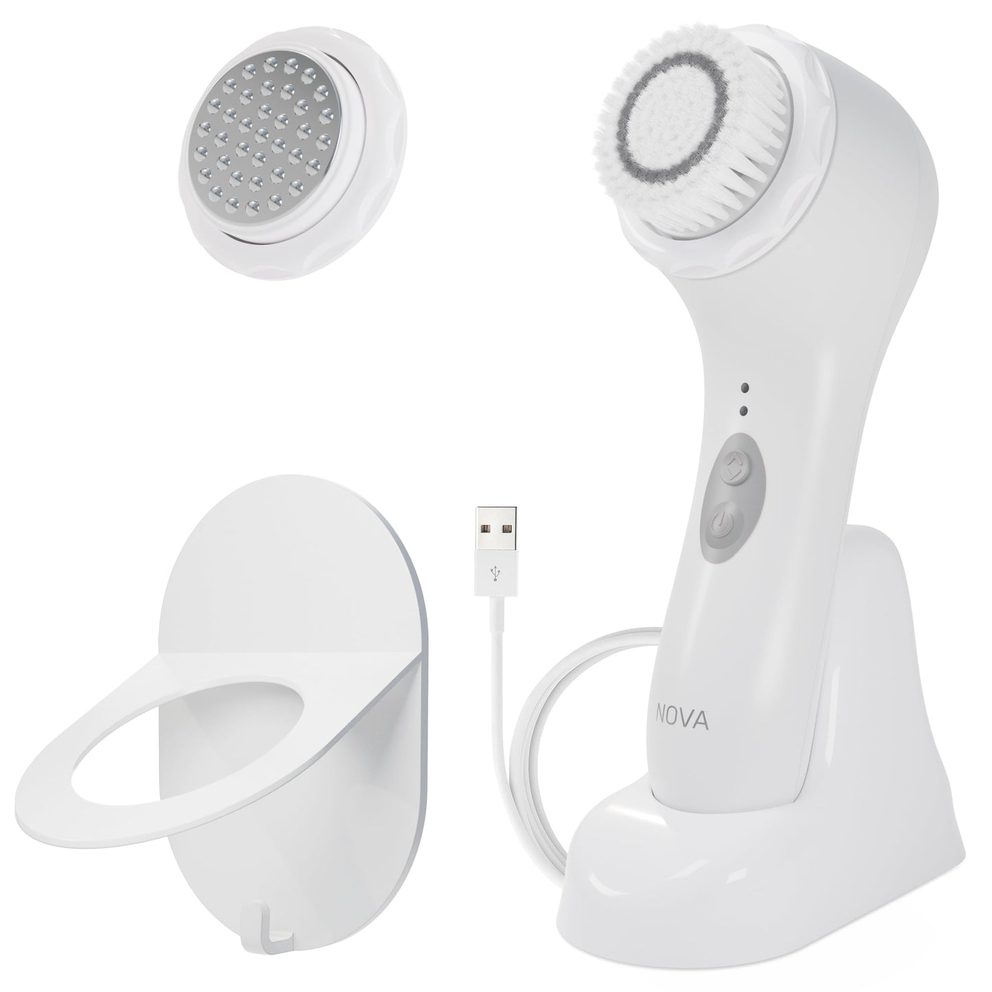 Spa Sciences - NOVA - Cleansing Brush with Bristles & Infusion System – Anti-Aging Facial Exfoliating, Waterproof, and USB Rechargeable