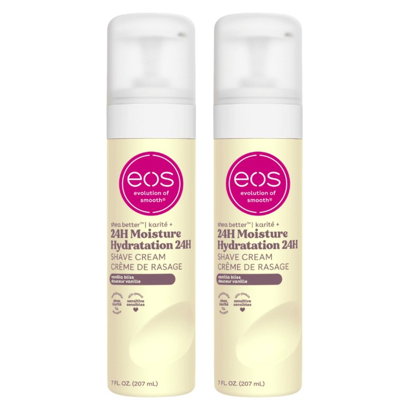 eos Shea Butter Shave Cream - Vanilla Bliss, 24H Moisture Hydration, 7 fl oz, (Pack of 2)