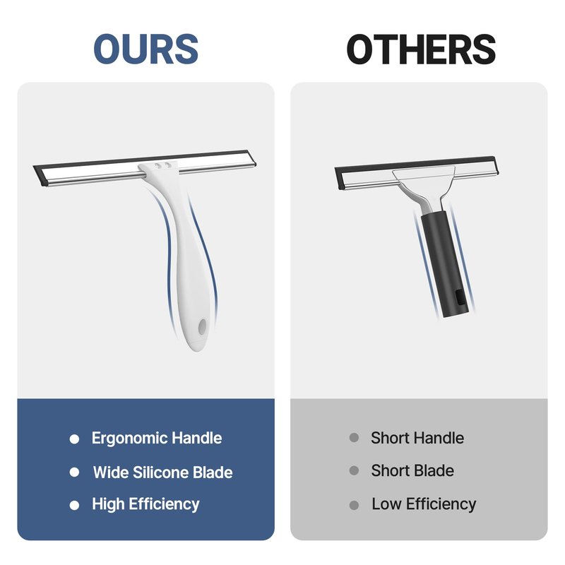 AmazerBath Squeegee for Shower Glass Doors - All-Purpose Squeegee with Hook for Windows, Mirrors, Tiles and Car Glass, 10 Inches