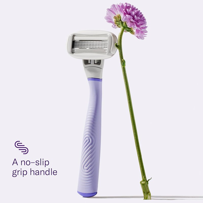 Flamingo Shaving Razor Set for Women - Lilac Razor Handle with 2 Blade Refills & Foaming Gel