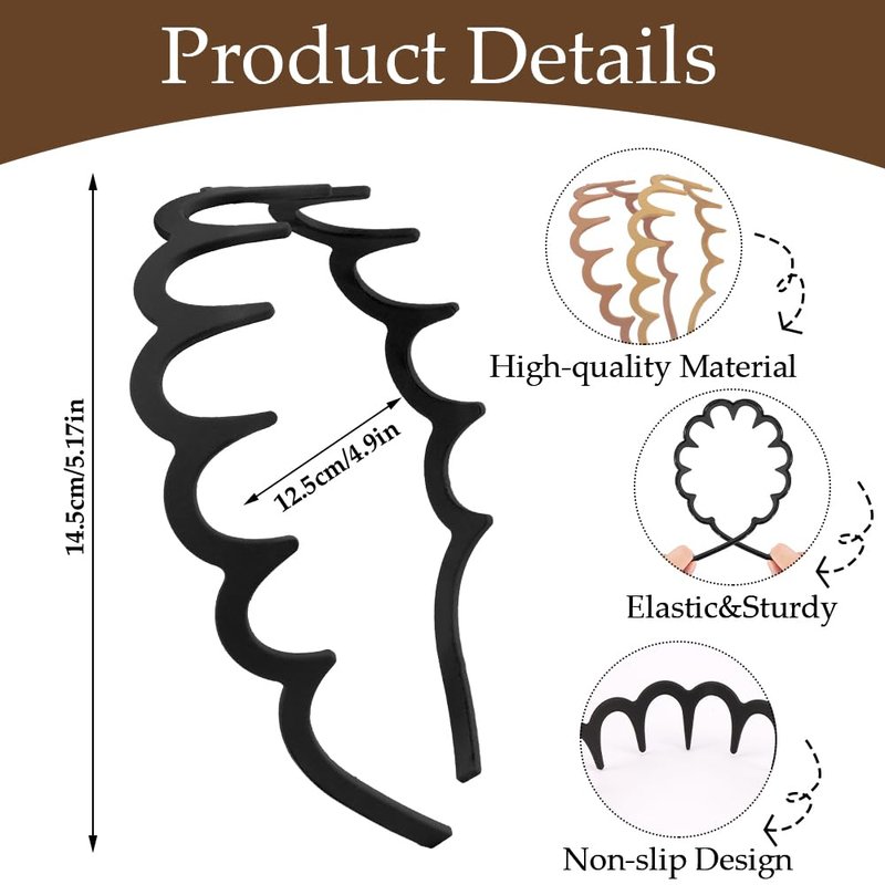 Aprince Zigzag Headbands 5pcs, Neutral Matte Plastic Headbands with Teeth, Non-slip Wavy Hairbands for Women&Men, U Shape Reversible Headband, Retro High Skull Headband, 90s Comb Hair Hoop