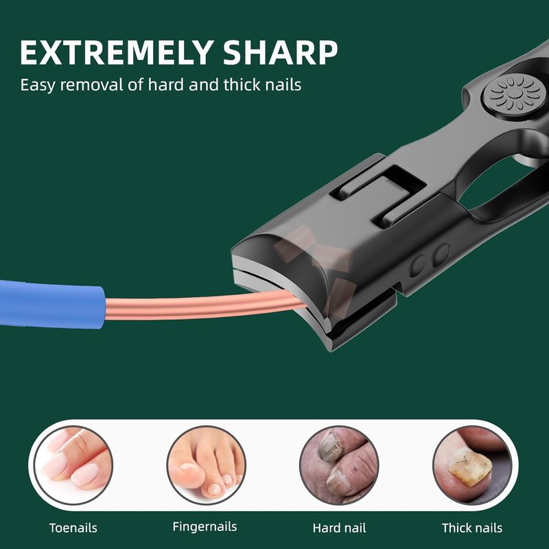 German Nail Clippers for Thick Nails - Heavy-Duty Toenail Clippers with Safety Lock | Wide Jaw Opening for Men & Seniors
