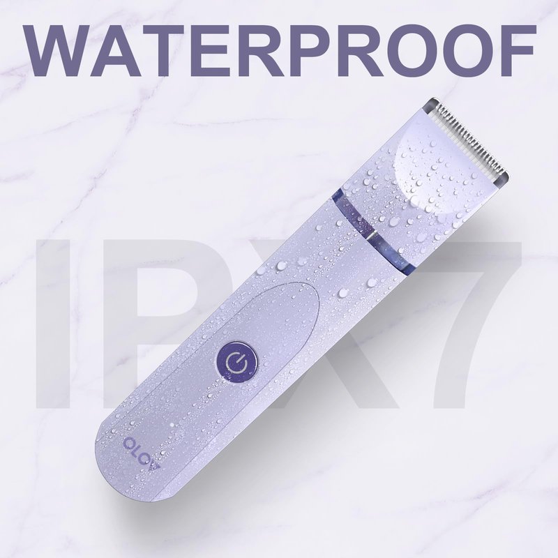 OLOV Electric Body Hair Trimmer - Groin Trimmer for Men - Bikini Trimmer Women - Wet/Dry Shaver Groomer, Replaceable Ceramic Blade Heads, Waterproof Hygiene Razor, Purple