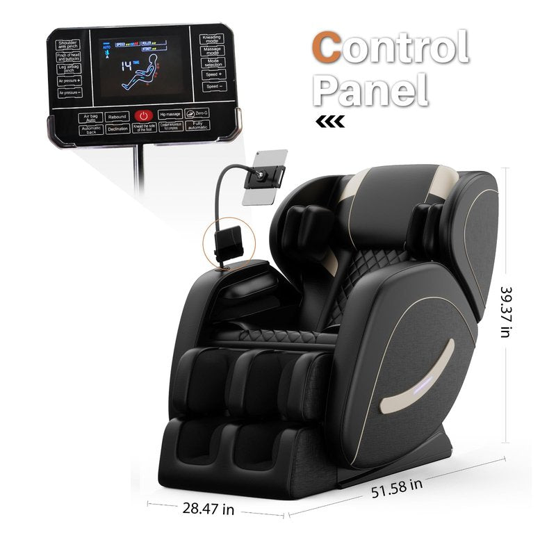 ficsmate Massage Chair Full Body, Zero Gravity Recliner Massage Chair with Back Heat, 6 Fixed Rollers, Foot Massage, Airbags, Bluetooth, Ambient Light for Home and Office