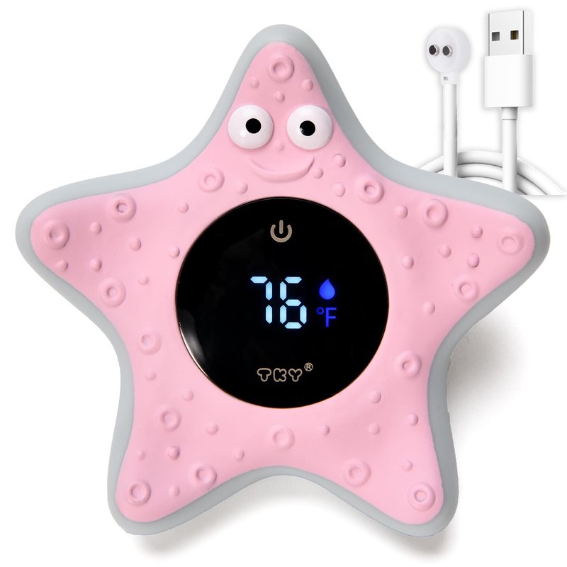 Baby Bath Thermometer - Digital Floating Water Thermometer with LED Display & Color Temperature Alerts, Rechargeable Bath Toy for Infant Bathtub Safety, Newborn Bath Essentials Gift