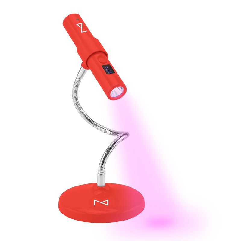 M - GlamCure GO Nail Flash Cure Lamp with Focus Beam Technology, Touch Screen - LED & UV Nail Light - Curing Lamp for Gel Nails, Acrylic, Builder - Portable & Adjustable (Red)