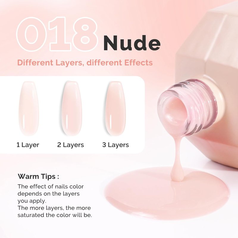Nail Builder Gel - Thickening Soak Off UV Gel for Nail Extensions | Nude Color, Ideal for Nail Art Design