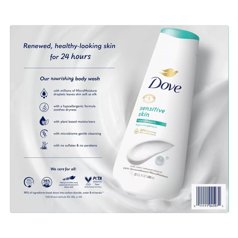 Dove Nourishing Body Wash, Sensitive Skin, 23 Fluid Ounce (Pack of 3)