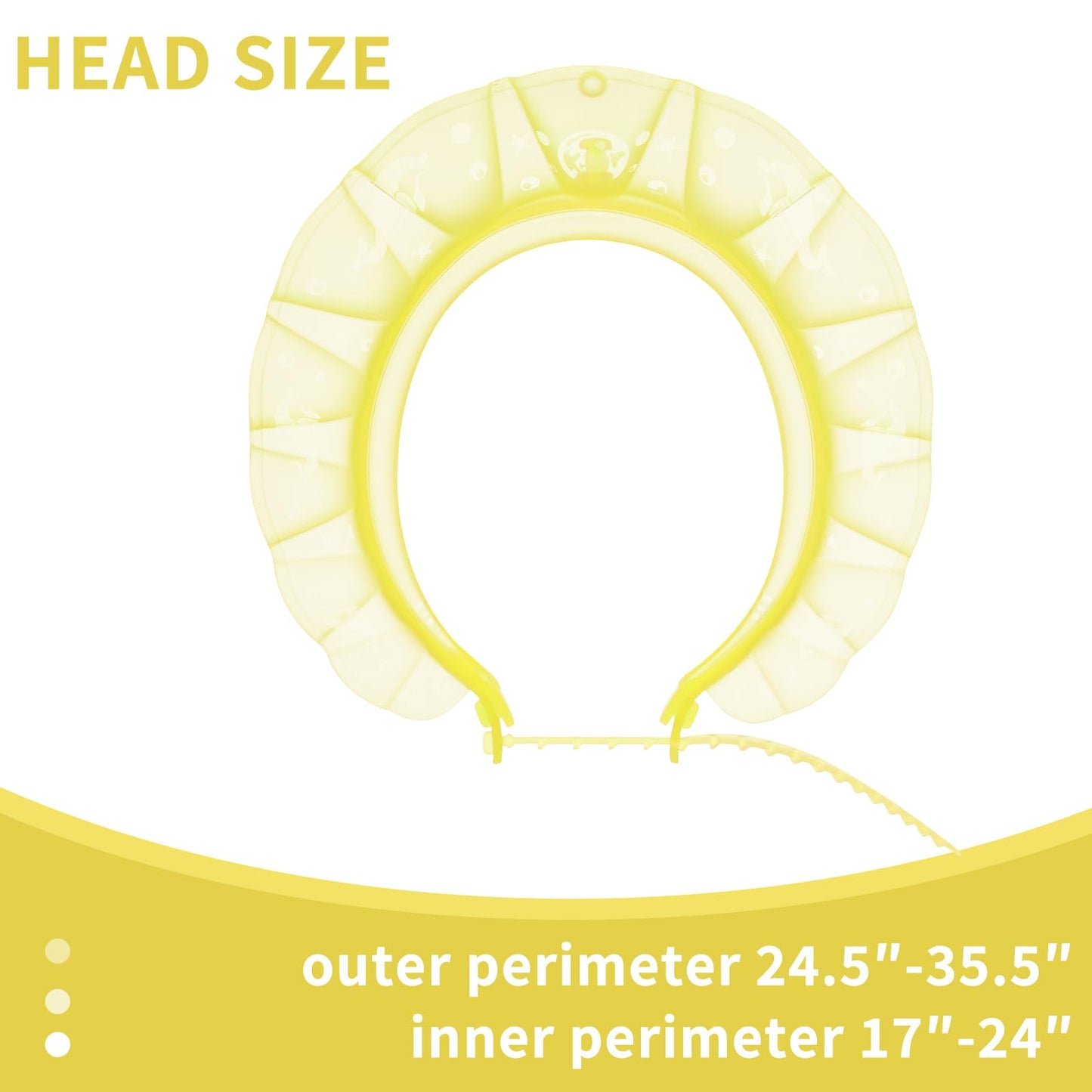 kair Baby Kids Bath Visor Soft Adjustable Silicone Toddler Children Shower Cap Hair Washing Hat Keep Kids Shield Water Out of Eyes & Ears Head Circumferences 17" - 24" (Yellow, More Than 24 Months)