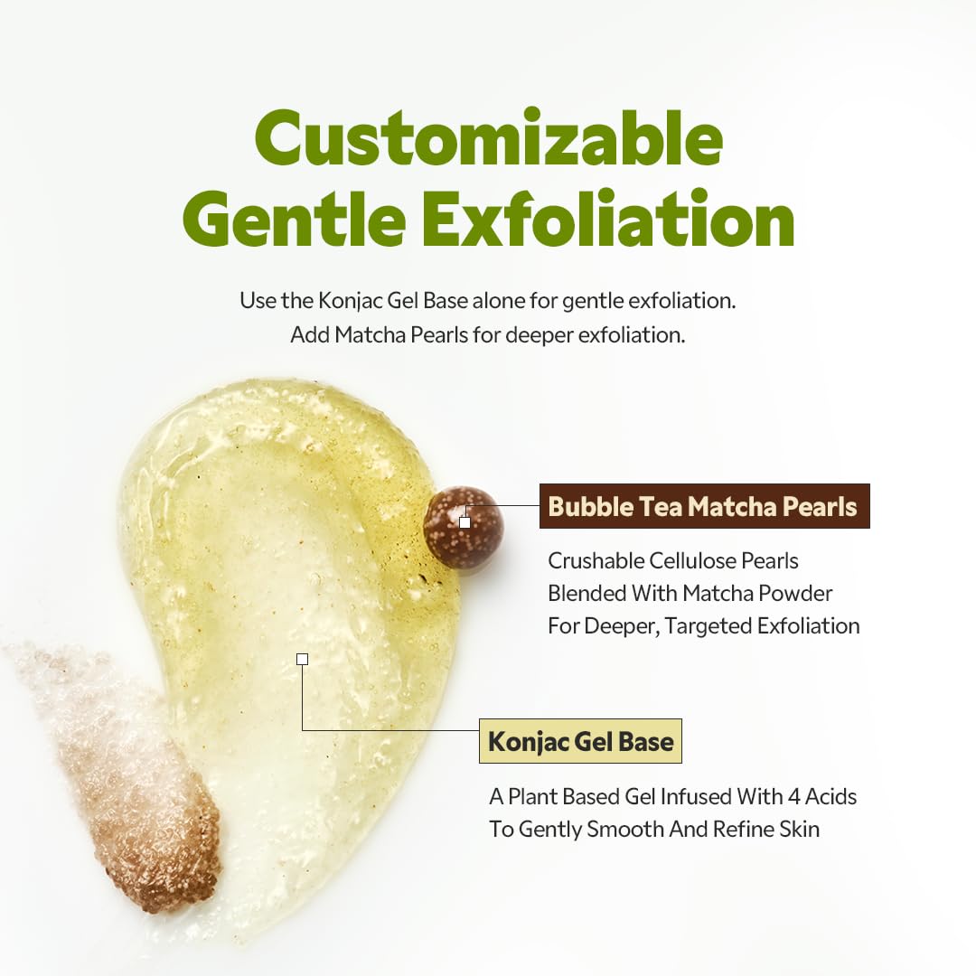 TIRTIR Matcha PDRN Bubble Tea Scrub - Gentle Low-pH Exfoliator with 5,000ppm Vegan Matcha & Ceramide Complex | 100g (3.52oz)