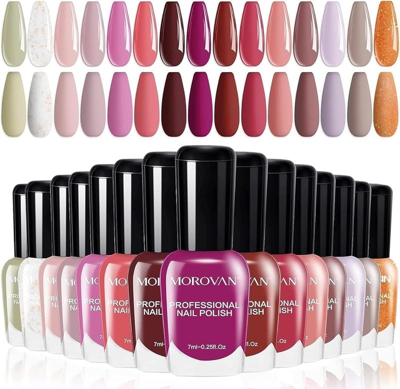 Morovan Nail Polish Set - Burgundy, Dark Wine & Cherry Red | Quick-Dry Fingernail Polish Kit for Women