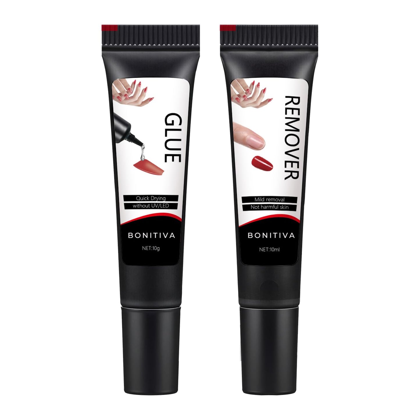 Skiennix Quick Dry Nail Glue - Super Strong, Long Lasting Formula | 10g with 10ml Remover