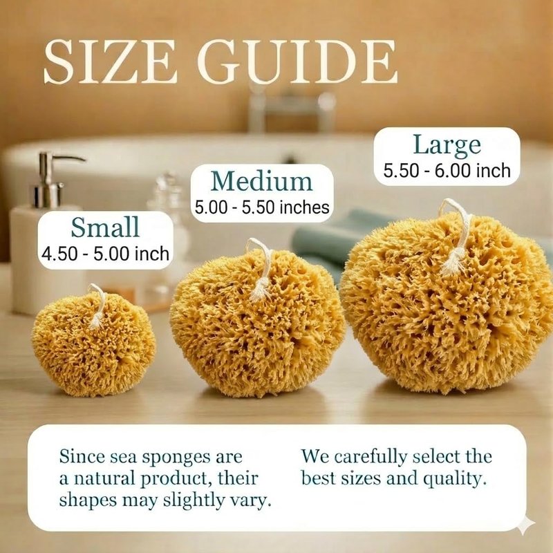 Natural Sea Sponge for Shower, Honeycomb Bath Sponge with Rope, Soft Organic Exfoliating Body Sponge, Natural Sea Sponge for Bathing and Shower (Small, Pack of 1)