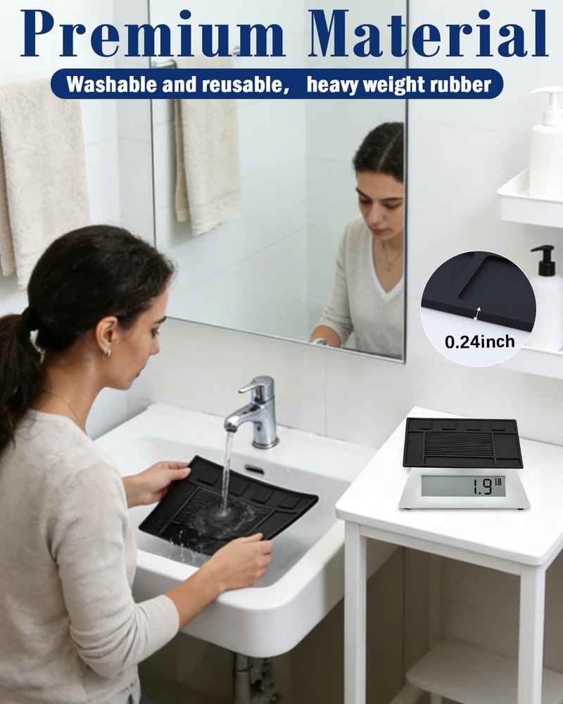 Magnetic Barber Mat - Anti-Slip Silicone with 4 Strong Magnets | Heavy Duty Barber Station Accessory