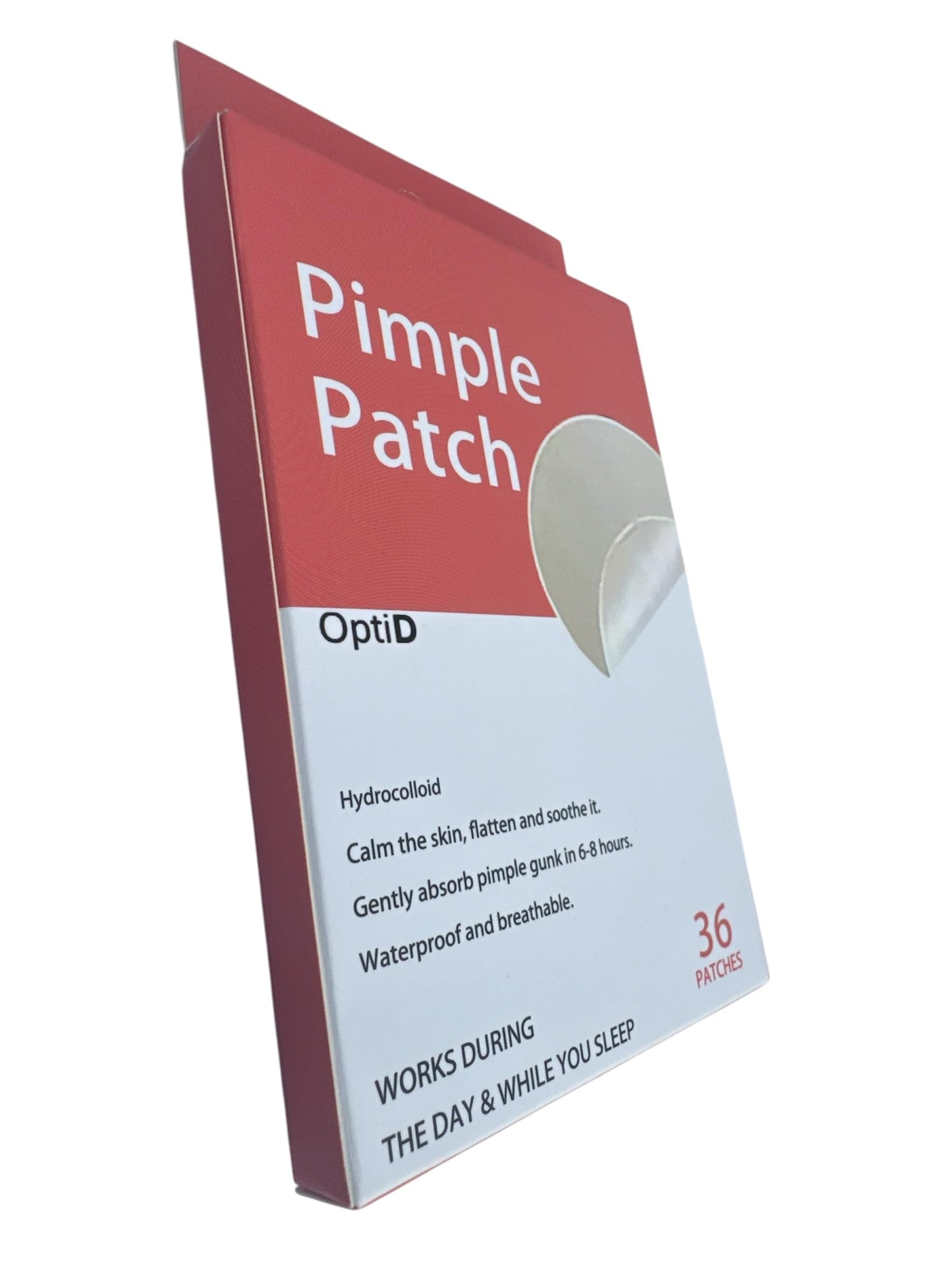 OptiD Pimple Patch, Hydrocolloid Acne Patches for Face, Waterproof & Breathable, Works Day and Night, Shrink Zits & Whiteheads in 1 Use, Nighttime Spot Pimple Stickers (36 Count)