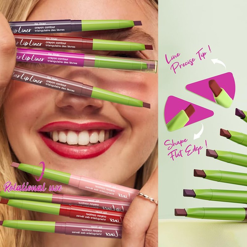 Coral Red Triangle Lip Liner Pencil - Retractable Vegan Lip Filler for Sculpting & Plumping | Longwear, Women’s Makeup