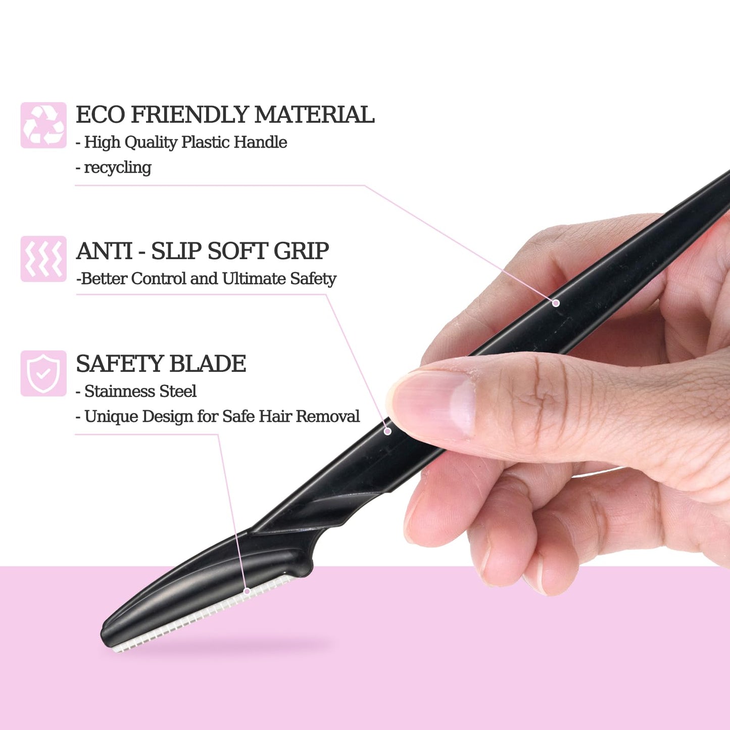 40pcs Dermaplaning Tool for Women, Newbie Friendly Facial Hair Removal, Face Eyebrow Razors and Shaver with Protective Covers for Peach Fuzz Remover(Black)