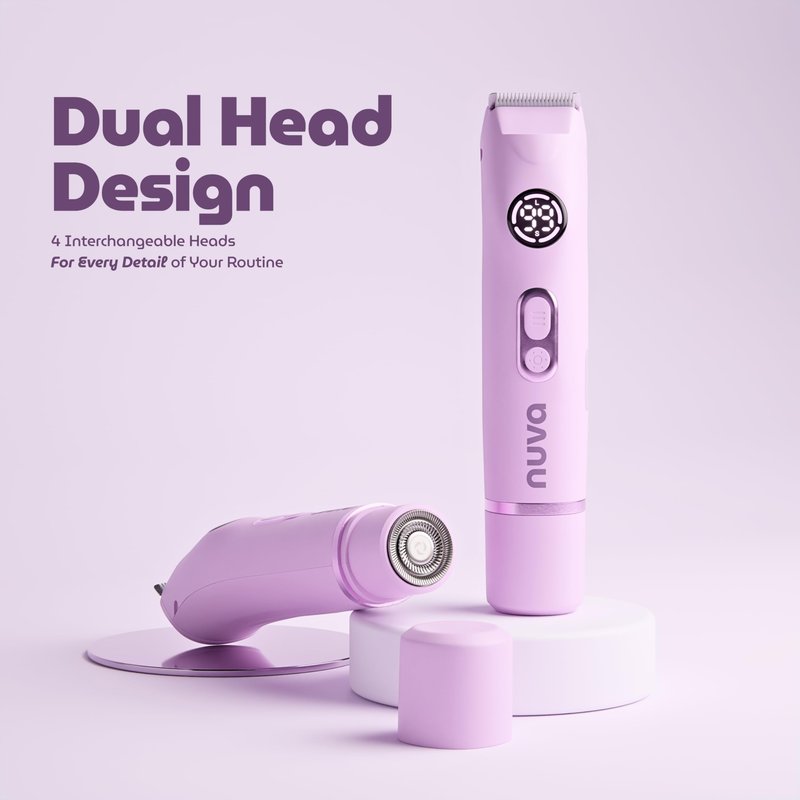 NUVA 4-in-1 Bikini Trimmer for Women | Painless Electric Razors & Shavers with Interchangeable Heads | Cordless Body & Facial Hair Trimmer with Ceramic Blade, IPX7 Waterproof and USB Rechargeable