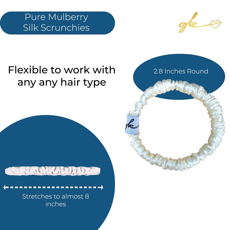 Silk Scrunchies for Women - No Damage Mulberry Silk Hair Ties | 4 Pack No Slip Elastic for All Hair Types (Neutral)