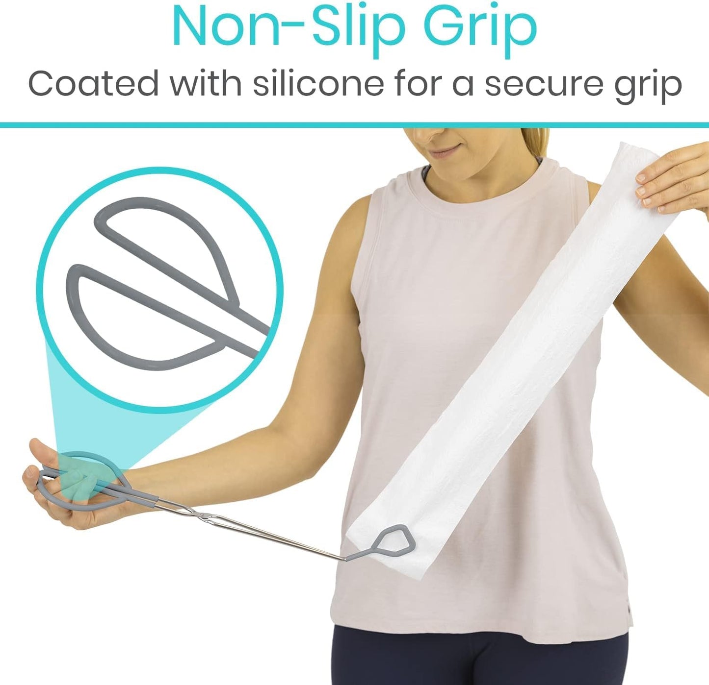 Vive Toilet Aids for Wiping Bottom - Tongs for Toileting, Wiper Reacher Tool, Self Wipe Assist - Handicap Accessories for Daily Living, Limited Mobility - Long Handle