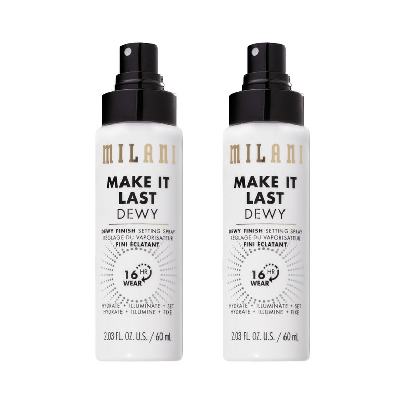 Milani Setting Spray + Primer, Make It Last Dewy - Dewy Finish Moisturizing Formula for Glow on the Go, Setting Spray for Makeup and Face Primer, Prime + Set + Hydrate, 2.03 Fl. Oz - 2 Pack