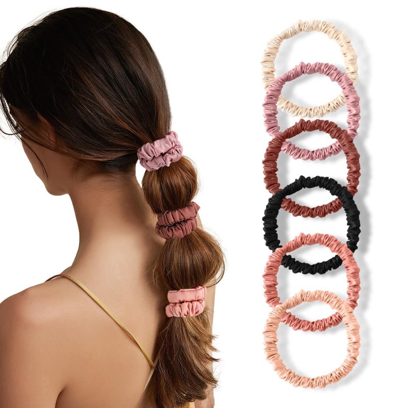 Silk Scrunchies - 6PCS 100% Mulberry Silk Hair Ties for Women | No Damage Elastic Ponytail Holders