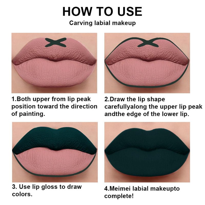 Evpct Matte Dark Green Lipstick & Lip Liner Set - Long-Lasting 24H Formula | 2 Pcs