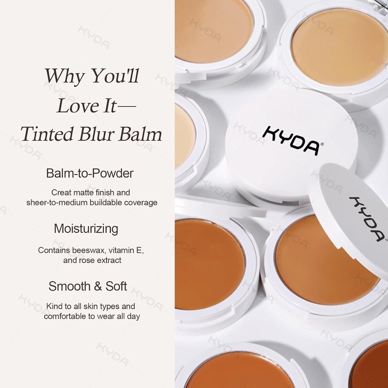 KYDA Tinted Foundation Balm - Soft-Focus Matte Finish, Buildable Coverage, Cream-to-Powder, BBD01