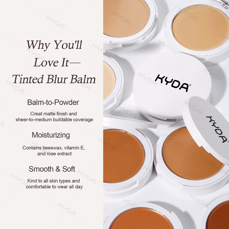 KYDA Tinted Foundation Balm, Concealer Cream Blur Balm Formula, Soft-focus Matte Finish Natural Buildable Coverage, Cream-to-powder Makeup, Weightless Long-lasting Cream Foundation, BBD02