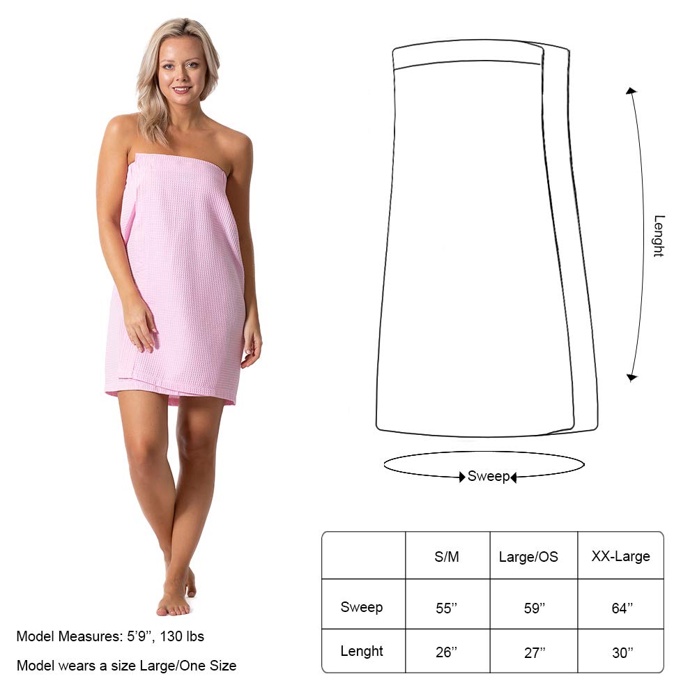 Turkish Linen Women’s Waffle Spa Body Wrap with, Pink, Size One Size