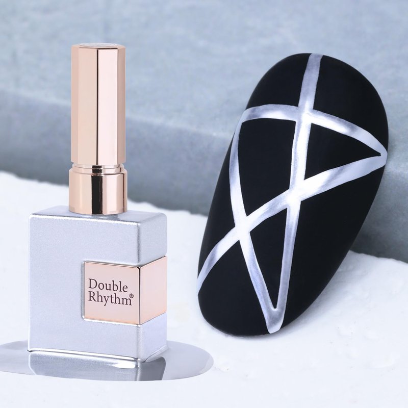 Double Rhythm 15 Ml Metallic Gel Liner Nail Art Gel Bronze Mirror Chrome Painted Drawing Stripper 3D Effect Gel Polish (Chrome Silver-L1009)