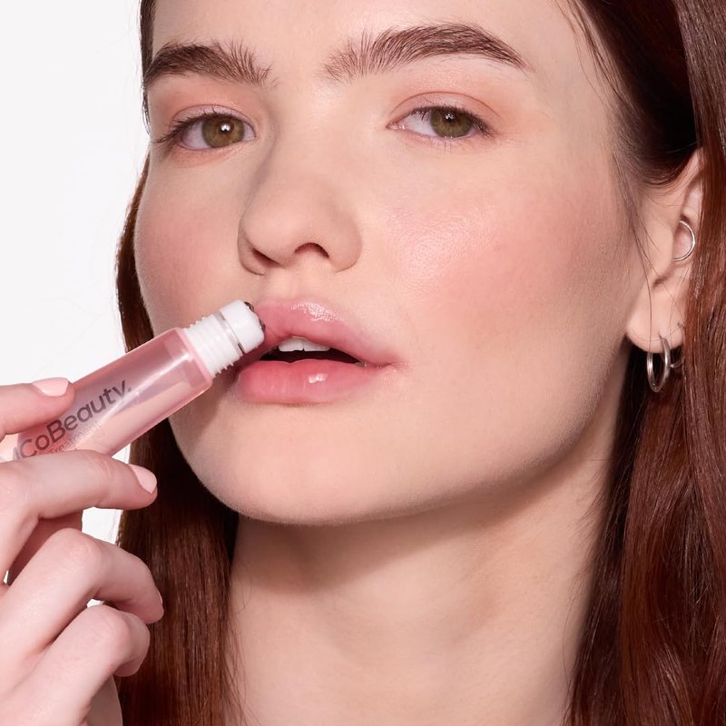 MCoBeauty Glow and Treat 2-in-1 Lip Treatment Berry - Tinted Lip Oil with Squalane Roller Ball Applicator - Glossy Moisturizing Lip Balm Gloss for Dry Lips - Vegan Cruelty Free Lip Care - 10ml