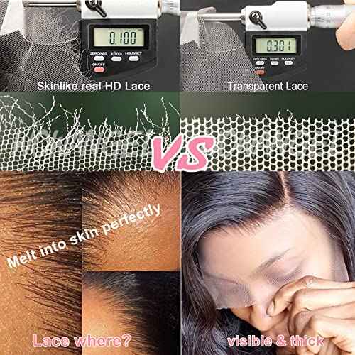 WOWANGEL 13x4 Ear to Ear SKINLIKE Real HD Lace Frontal Only, 0.1mm Ultra-thin HD Lace Natural Hairline with Bigger Pre Plucked Area Bleached Knots Invisible Clear HD Film Lace Frontal Straight 16 Inch
